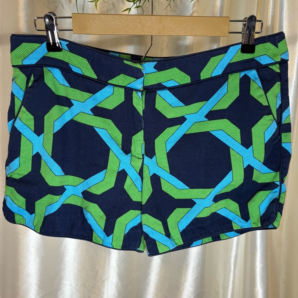 Katherine Barclay Geo Print Cotton Shorts